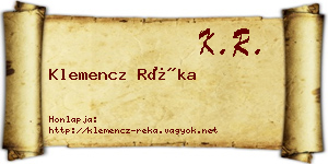 Klemencz Réka névjegykártya
