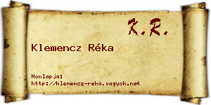 Klemencz Réka névjegykártya